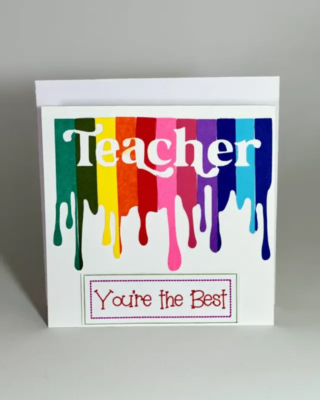 handmade teachers day card with intricate cuts and layered